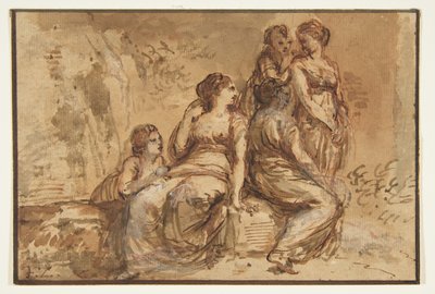 Fünf junge Frauen in einer Landschaft da Francesco Zuccarelli
