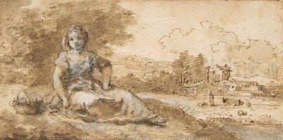 Ragazza seduta in un paesaggio, 1702-88 da Francesco Zuccarelli
