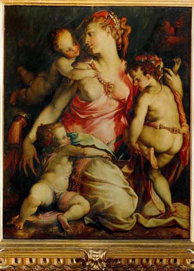 Carità (dipinto su legno) da Francesco de Rossi Salviati