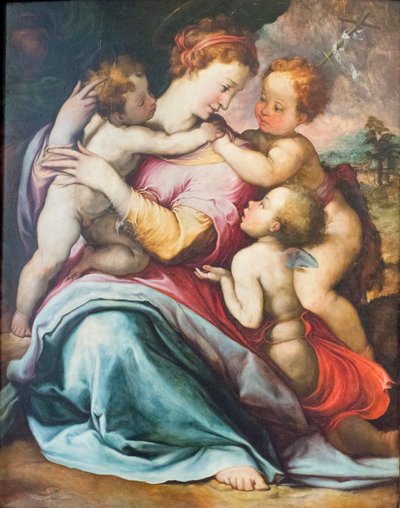 Madonna con bambino, il giovane San Giovanni e un angelo da Francesco de Rossi Salviati Cecchino