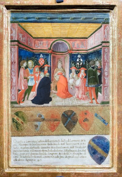 Pio II nomina cardinale suo nipote Francesco Tedeschini Piccolomini da Francesco di Giorgio Martini