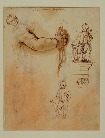Due bambini di cui uno su un piedistallo ... da Francesco di Simone (attr. to)