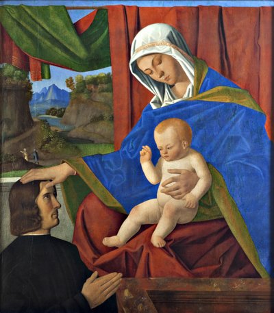 Vergine e bambino con un donatore, fine XV sec. da Francesco di Simone da Santacroce
