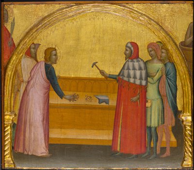 San Giovanni Evangelista che rimprovera il filosofo Crato, c.1370-1380 (tempera e foglia d