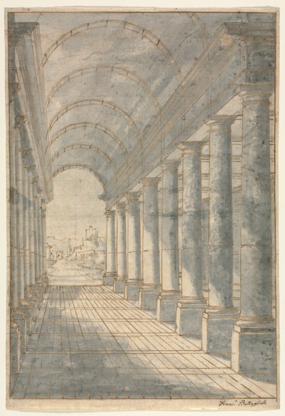Arcata a volta a botte resa in prospettiva, 1700 da Francessco Battaglioli