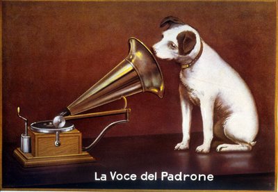 Pubblicità italiana per La voce del mio padrone da Francis (after) Barraud