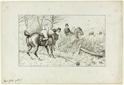 Scena di caccia: Cavallo e cavaliere lanciato da Francis Arthur Fraser