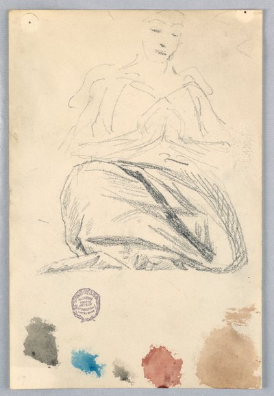 Schizzo di drappeggio per figura seduta da Francis Augustus Lathrop