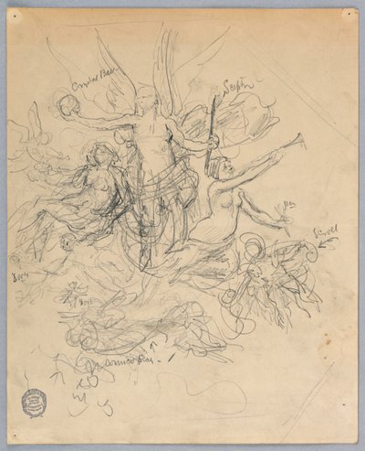 Schizzo di figura alata, possibilmente Fortuna da Francis Augustus Lathrop
