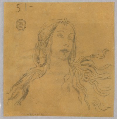 Schizzo della testa di una donna da Francis Augustus Lathrop