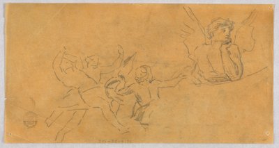 Schizzo di un angelo e putti da Francis Augustus Lathrop