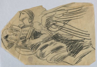 Studio di angelo con un libro da Francis Augustus Lathrop