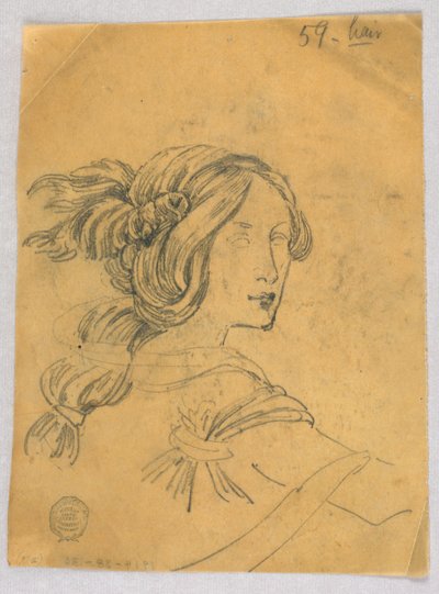 Studio della testa e delle spalle di una donna da Francis Augustus Lathrop