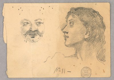 Testa di donna e un volto da Francis Augustus Lathrop