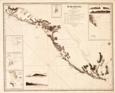 Carta di Karamania III da Capo Karaboornoo a Capo Anamour da Francis Beaufort