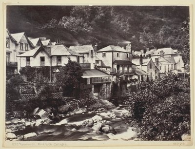 Lynmouth, cottage lungo il fiume, 1860-94 da Francis Bedford