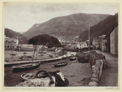 Lynmouth, Il villaggio dal molo, 1860-94 da Francis Bedford