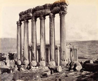Rovine del Tempio del Sole e del Tempio di Giove, Baalbek da Francis Bedford