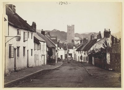 Senza Titolo [cottage con tetto di paglia e chiesa], 1860-94 da Francis Bedford