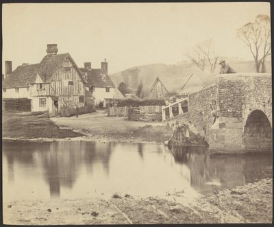[Veduta di una casa al di là di un fiume con un ponte sulla destra]. da Francis Bedford