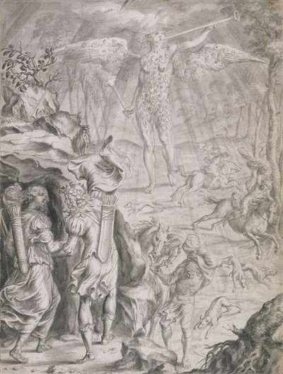 Didone ed Enea che si riparano in una grotta da Francis Cleyn
