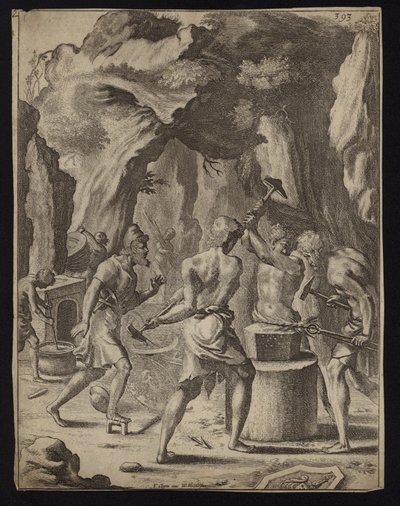 Vulcano che forgia le armi di Enea da Francis Cleyn