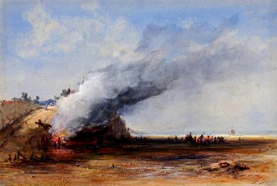 Incendio di una vecchia barca da Francis Danby