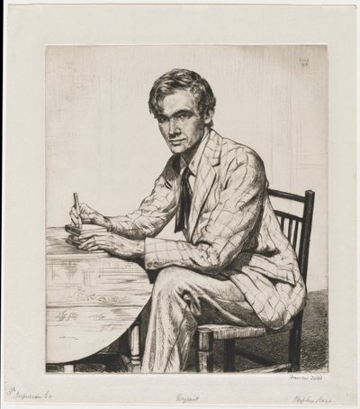 Stephen Bone che taglia un blocco di legno da Francis Dodd