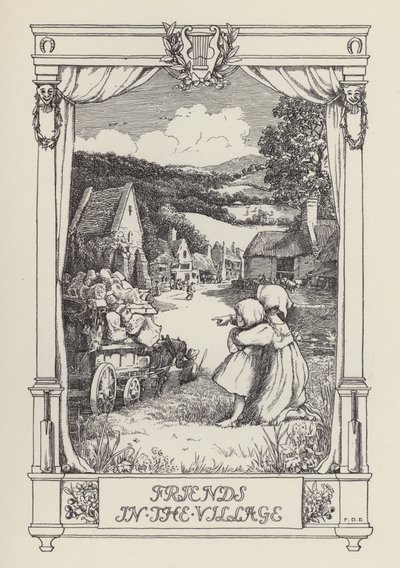 Un altro libro di versi per bambini: Amici nel villaggio (litografia) da Francis Donkin Bedford
