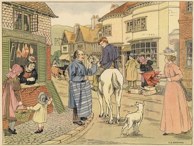 Libro dei negozi di Bedford: Macelleria (litografia a colori) da Francis Donkin Bedford