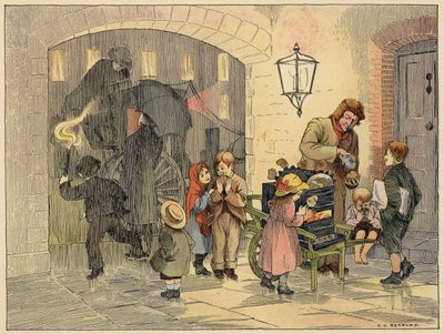 Libro dei negozi di Bedford: Patate calde (litografia a colori) da Francis Donkin Bedford