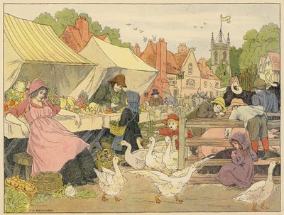 Libro dei negozi di Bedford: Mercato (litografia a colori) da Francis Donkin Bedford