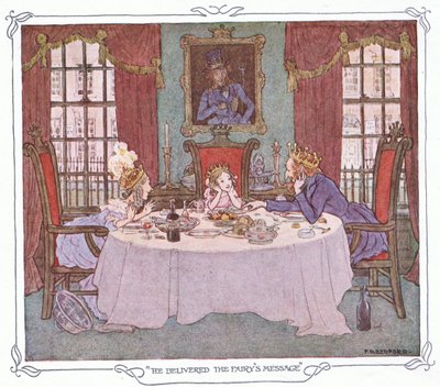 Consegna il messaggio della fata, da The Magic Fishbone pubblicato da Warne  Co, 1940 circa (litografia a colori) da Francis Donkin Bedford