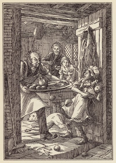 Illustrazione per Il grillo del focolare di Charles Dickens (litografia a colori) da Francis Donkin Bedford