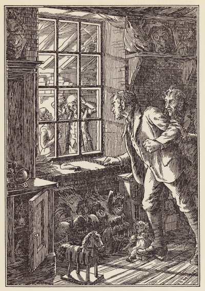 Illustrazione per Il grillo del focolare di Charles Dickens (litografia a colori) da Francis Donkin Bedford