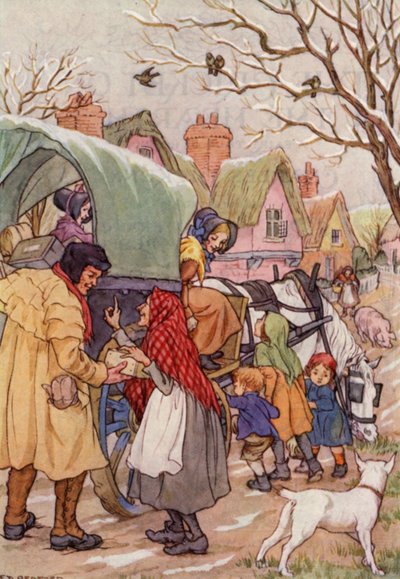 Illustrazione per Il grillo del focolare di Charles Dickens (litografia a colori) da Francis Donkin Bedford