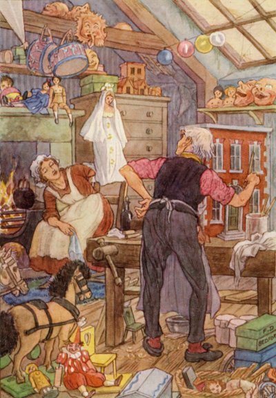Illustrazione per Il grillo del focolare di Charles Dickens (litografia a colori) da Francis Donkin Bedford