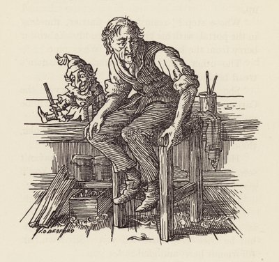 Illustrazione per Il grillo del focolare di Charles Dickens (litografia a colori) da Francis Donkin Bedford