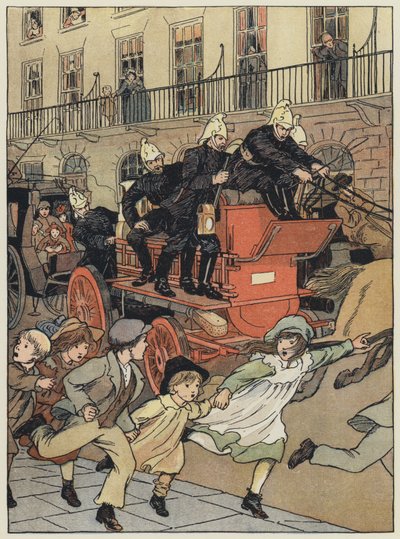Londra: Un motore antincendio (litografia a colori) da Francis Donkin Bedford