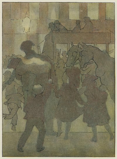Londra: nella nebbia londinese (litografia a colori) da Francis Donkin Bedford