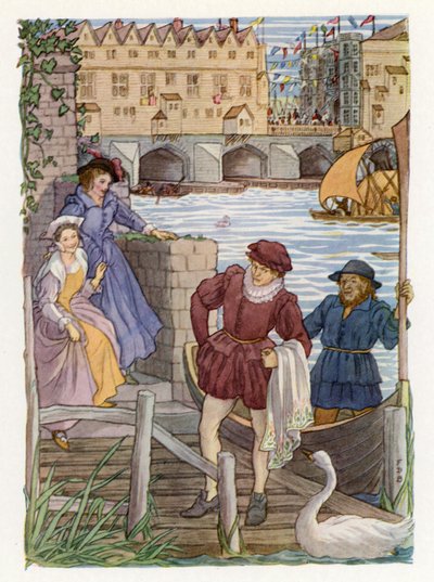Merrie England: Ponte di Londra (litografia a colori) da Francis Donkin Bedford