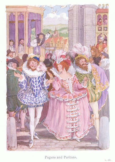 Pagani e puritani (litografia a colori) da Francis Donkin Bedford