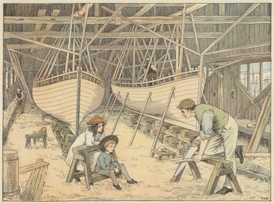 Costruttore navale (litografia a colori) da Francis Donkin Bedford