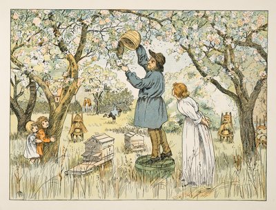 Il coltivatore di api, da Four and Twenty Toilers, pub. 1900 (litografia a colori) da Francis Donkin Bedford