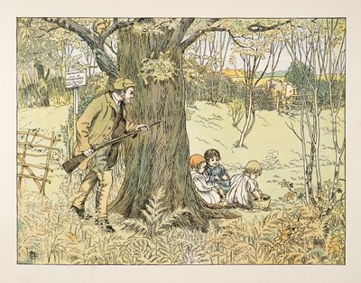 Il guardiacaccia, da Four and Twenty Toilers, pub. 1900 (litografia a colori) da Francis Donkin Bedford