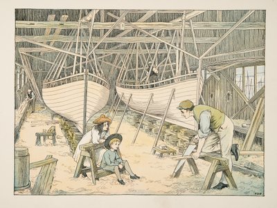 Il costruttore navale, da Four and Twenty Toilers, pub. 1900 (litografia a colori) da Francis Donkin Bedford