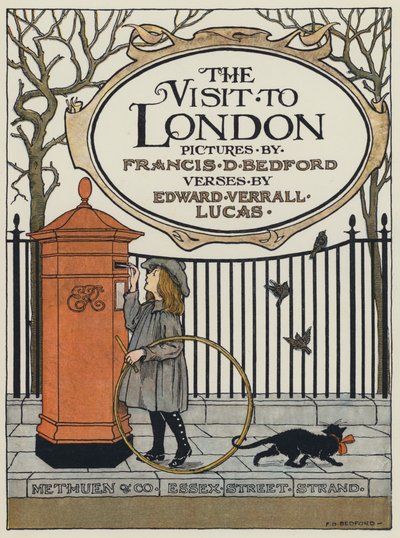 Illustrazione del frontespizio di The Visit to London (litografia a colori) da Francis Donkin Bedford