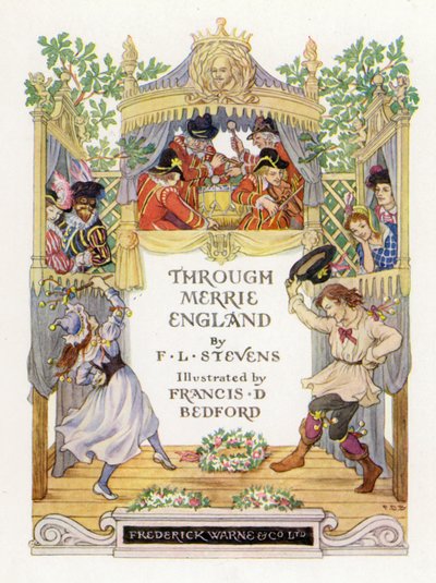 Illustrazione del frontespizio di Through Merrie England (litografia a colori) da Francis Donkin Bedford