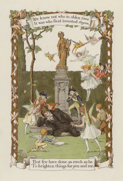 Non sappiamo chi sia stato, nei tempi antichi, a inventare per primo la rima (litografia a colori). da Francis Donkin Bedford