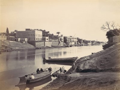 Sponde del Nilo al Cairo, ca. 1857, stampato 1870 da Francis Frith